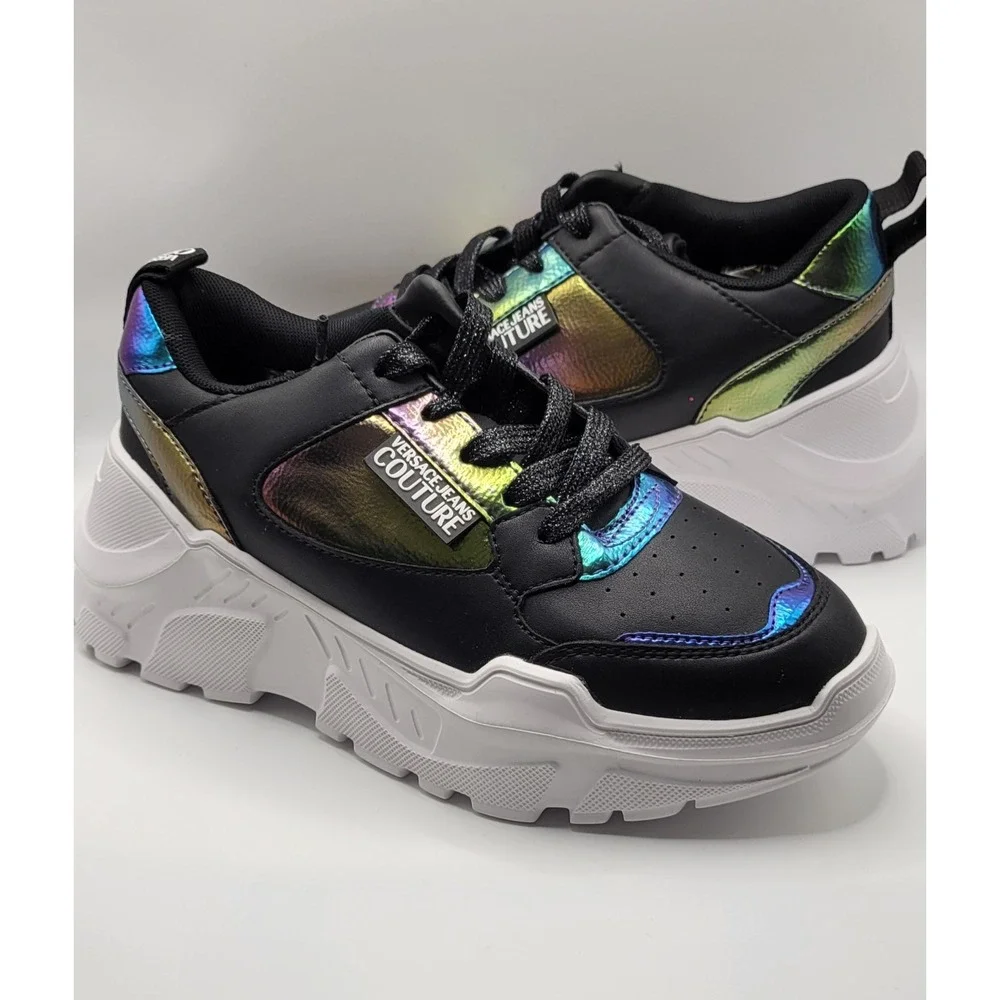 Multicolored Leather Versace Jeans Couture Lace Up Platform Sneakers Size 5